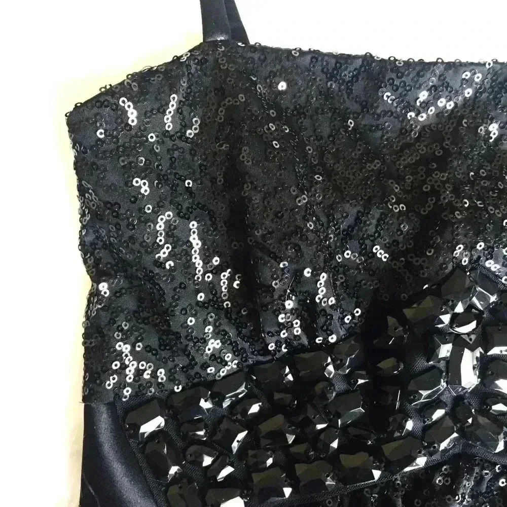 Jessica McClintock Black Sequin Bubble Dress - Picture 6 of 8